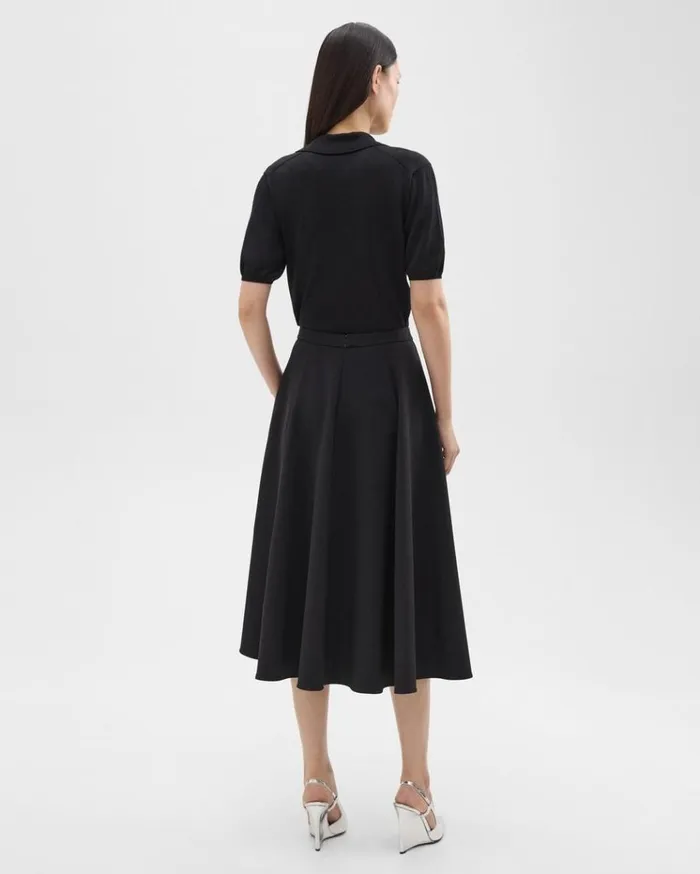 Theory Full Midi Skirt In Crepe Black Women Skirts Theory Full Midi Skirt In Crepe Black Women Skirts