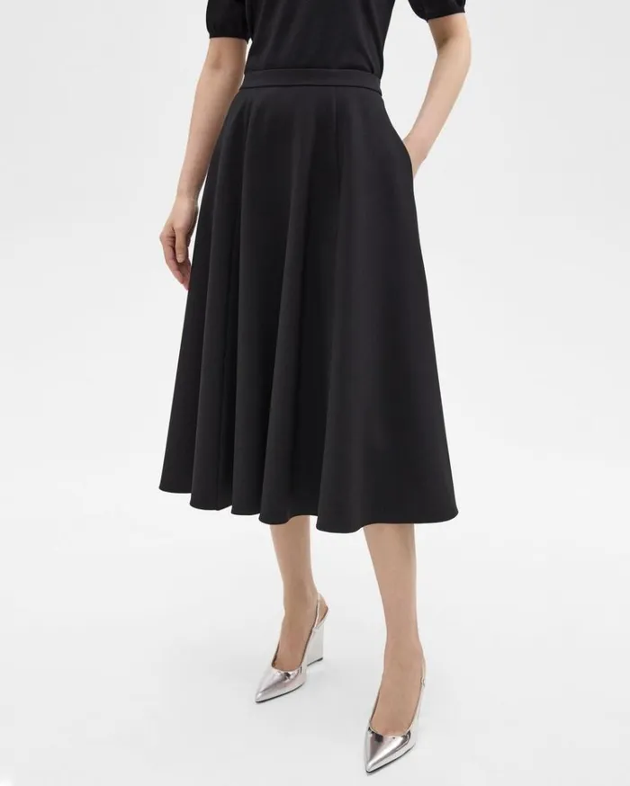 Theory Full Midi Skirt In Crepe Black Women Skirts Theory Full Midi Skirt In Crepe Black Women Skirts
