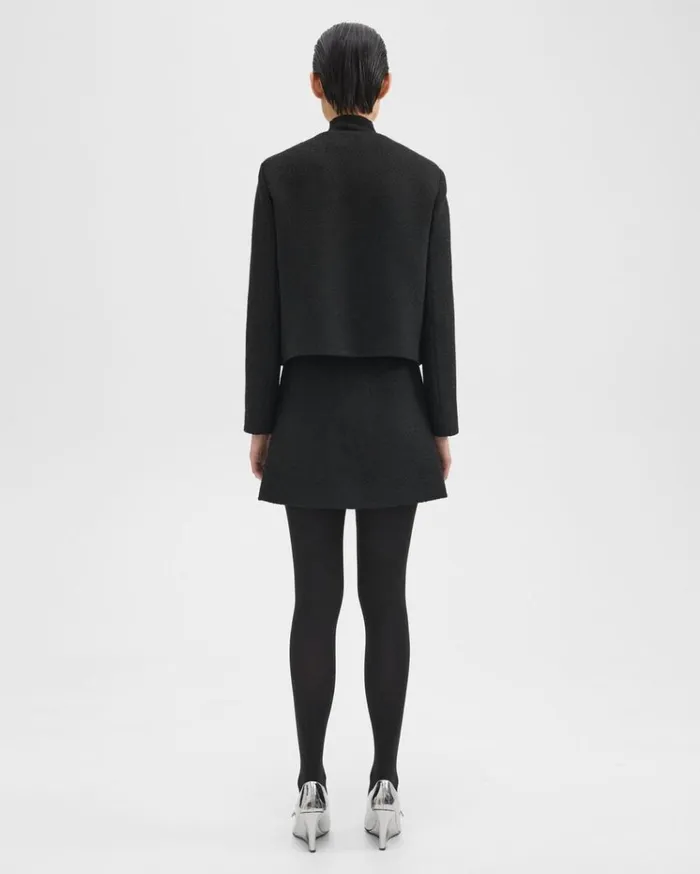 Theory HighWaist Mini Skirt In WoolBlend Tweed Black Women Skirts Theory HighWaist Mini Skirt In WoolBlend Tweed Black Women Skirts