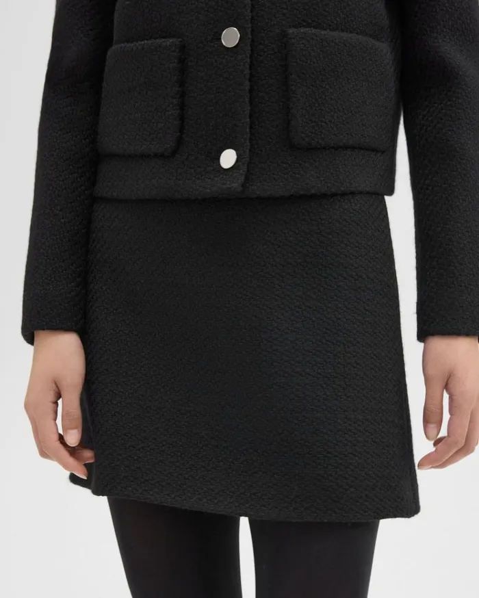 Theory HighWaist Mini Skirt In WoolBlend Tweed Black Women Skirts Theory HighWaist Mini Skirt In WoolBlend Tweed Black Women Skirts