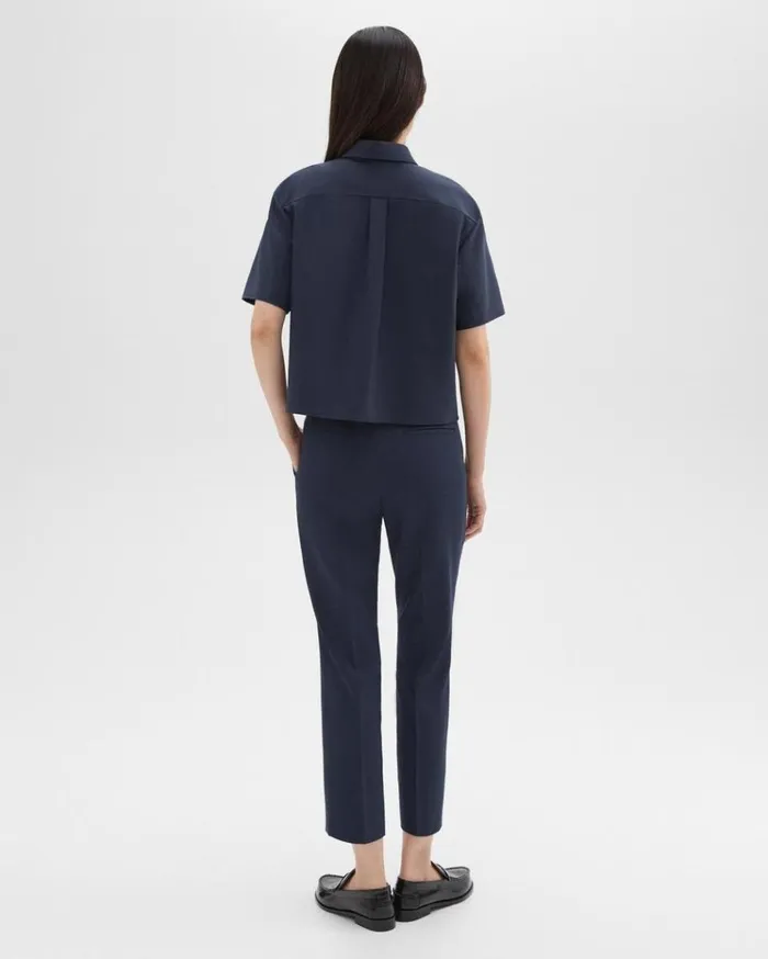 Theory HighWaist Slim Crop Pant In Oxford Wool Nocturne Navy Women Pants Theory HighWaist Slim Crop Pant In Oxford Wool Nocturne Navy Women Pants