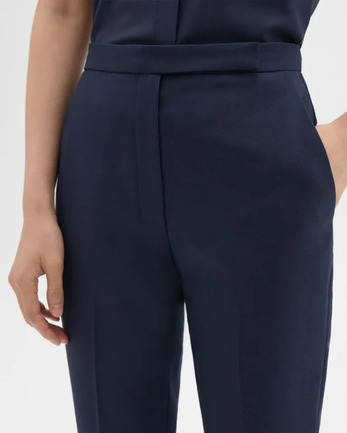 Theory HighWaist Slim Crop Pant In Oxford Wool Nocturne Navy Women Pants Theory HighWaist Slim Crop Pant In Oxford Wool Nocturne Navy Women Pants