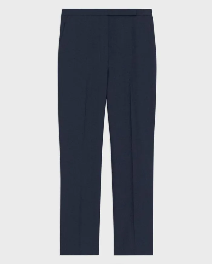 Theory HighWaist Slim Crop Pant In Oxford Wool Nocturne Navy Women Pants Theory HighWaist Slim Crop Pant In Oxford Wool Nocturne Navy Women Pants