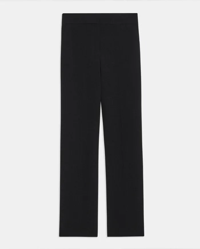 Theory HighWaist WideLeg Pant In Admiral Crepe Black Women Pants