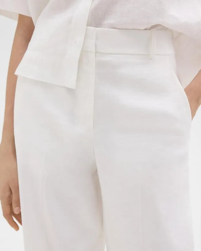 Theory HighWaist WideLeg Pant In Good Linen White Women Pants