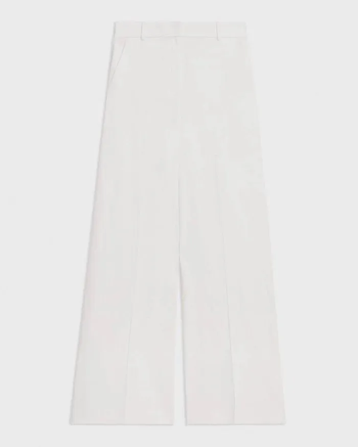 Theory HighWaist WideLeg Pant In Good Linen White Women Pants