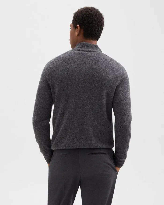 Theory Hilles QuarterZip Sweater In Cashmere Grey Heather Men Sweaters Cardigans Theory Hilles QuarterZip Sweater In Cashmere Grey Heather Men Sweaters Cardigans