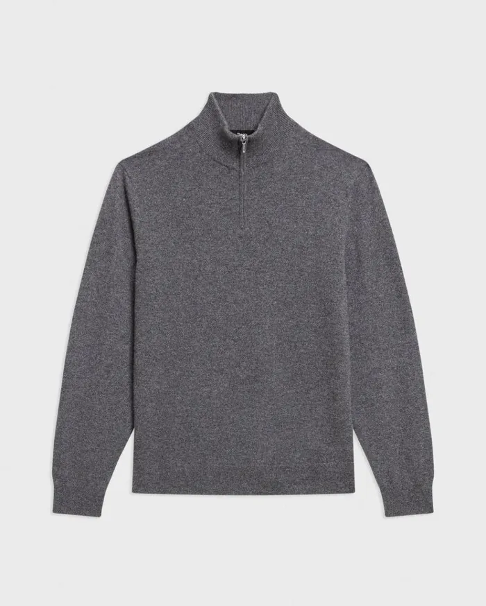 Theory Hilles QuarterZip Sweater In Cashmere Grey Heather Men Sweaters Cardigans Theory Hilles QuarterZip Sweater In Cashmere Grey Heather Men Sweaters Cardigans