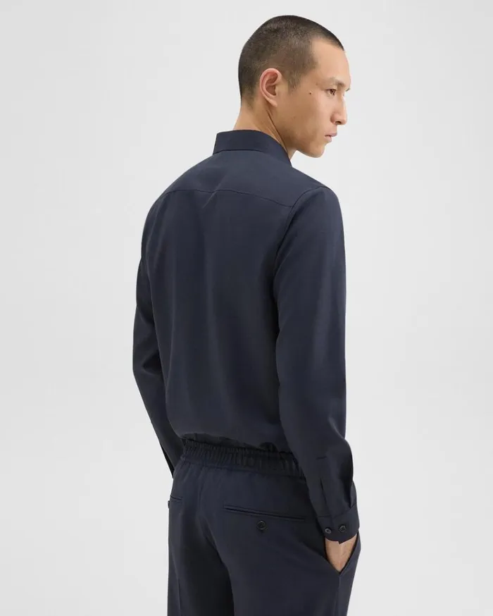 Theory Hugh Shirt In Virgin Wool Navy Men Shirts Theory Hugh Shirt In Virgin Wool Navy Men Shirts