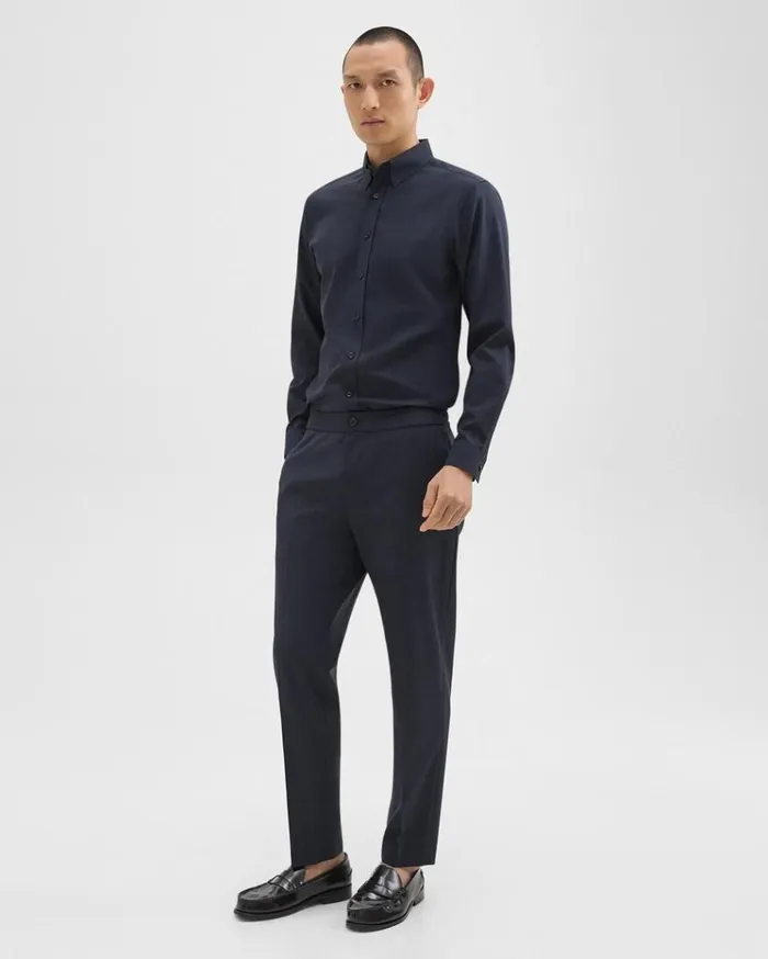 Theory Hugh Shirt In Virgin Wool Navy Men Shirts Theory Hugh Shirt In Virgin Wool Navy Men Shirts