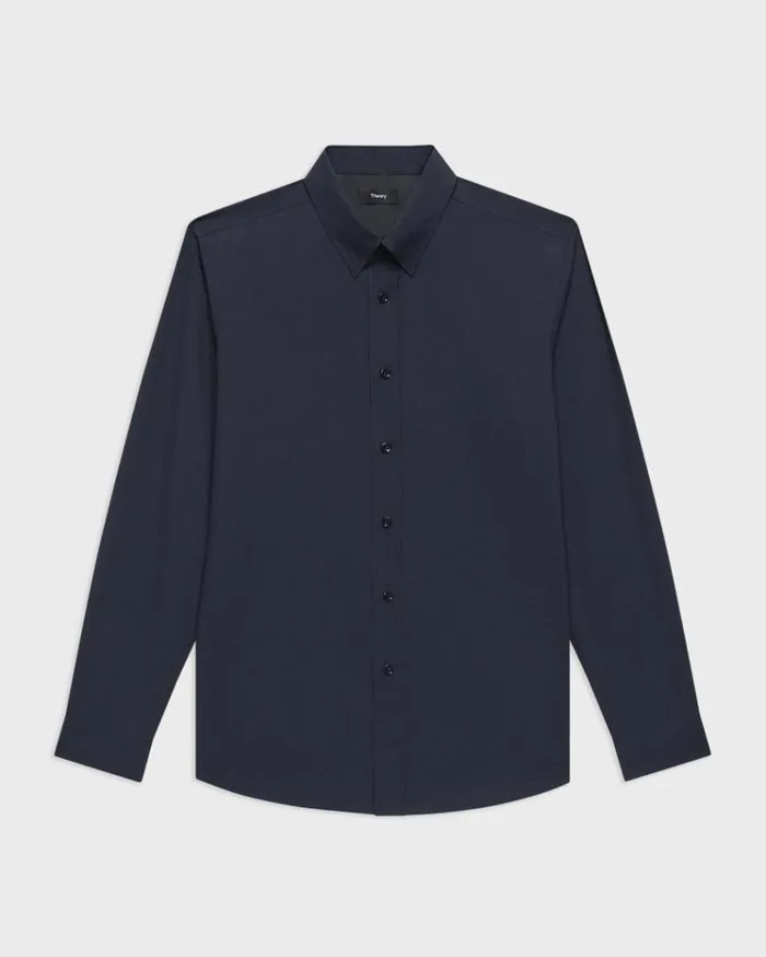 Theory Hugh Shirt In Virgin Wool Navy Men Shirts Theory Hugh Shirt In Virgin Wool Navy Men Shirts