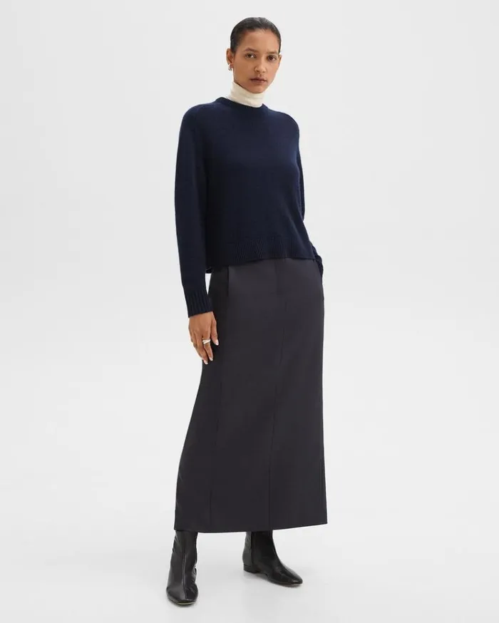 Theory Maxi Trouser Skirt In Stretch Flannel Dark Navy Women Skirts Theory Maxi Trouser Skirt In Stretch Flannel Dark Navy Women Skirts