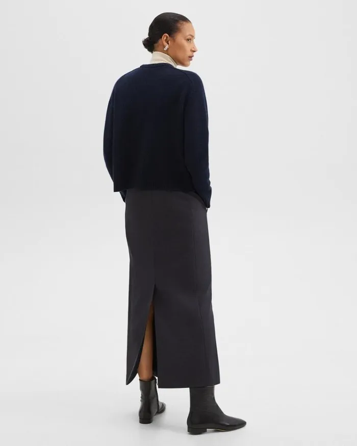 Theory Maxi Trouser Skirt In Stretch Flannel Dark Navy Women Skirts Theory Maxi Trouser Skirt In Stretch Flannel Dark Navy Women Skirts