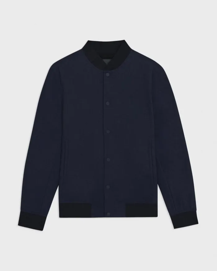 Theory Murphy Bomber Jacket In Precision Ponte Baltic Men Outerwear
