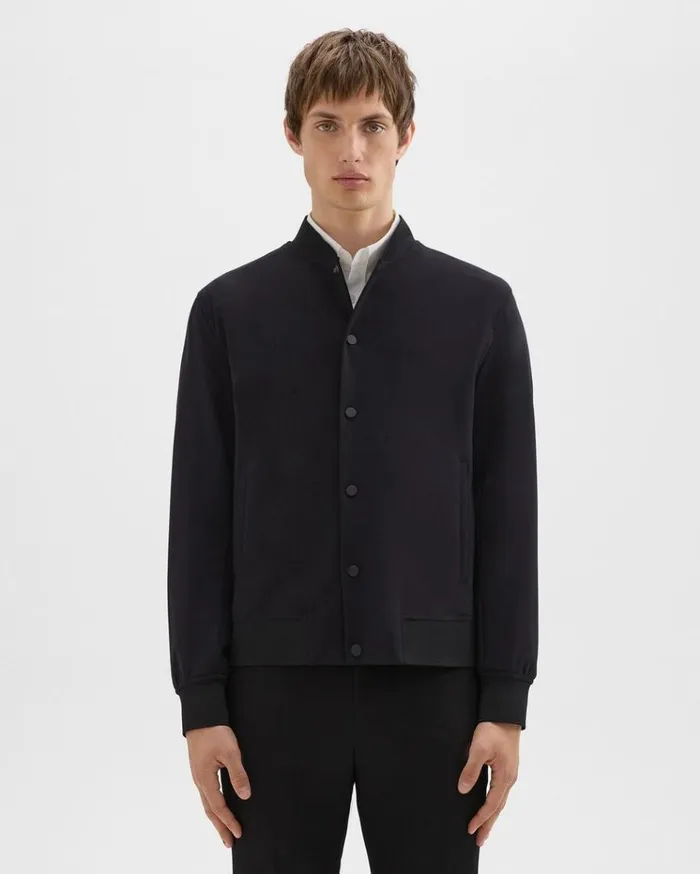 Theory Murphy Bomber Jacket In Precision Ponte Black Men Blazers Jackets