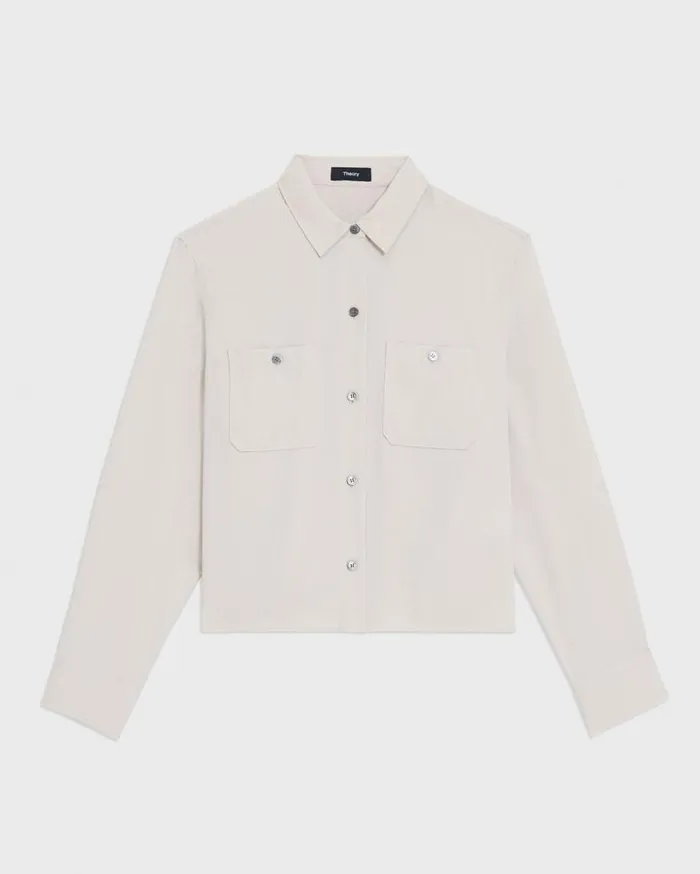 Theory Patch Pocket Shirt In Fluid Twill New Sand Women Tops Theory Patch Pocket Shirt In Fluid Twill New Sand Women Tops