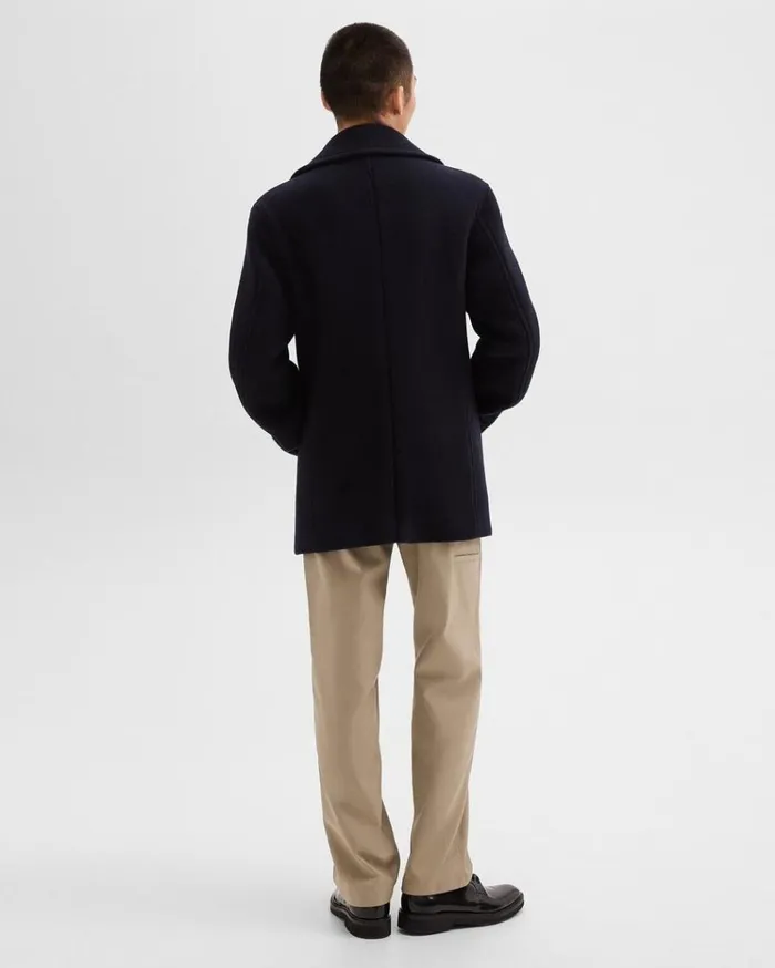 Theory Peacoat In Recycled Wool Baltic Men Outerwear