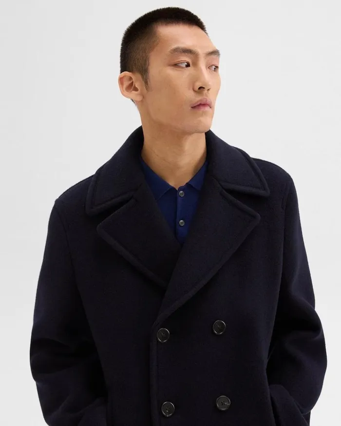 Theory Peacoat In Recycled Wool Baltic Men Outerwear