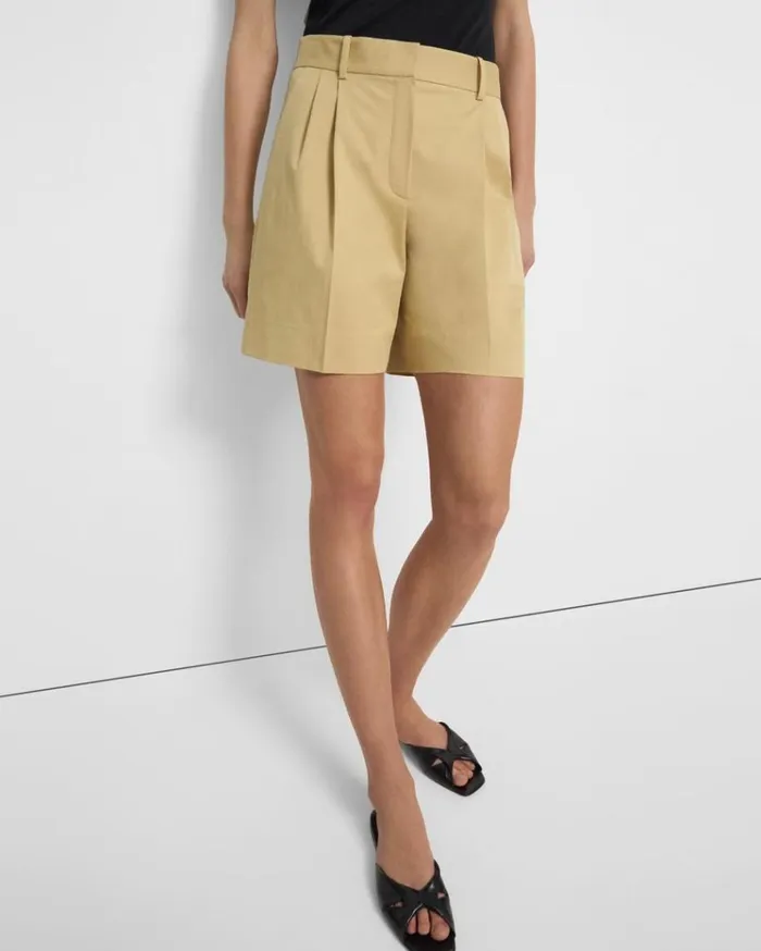 Theory Pleated Short In Stretch Cotton Twill Tuscan Women Pants Theory Pleated Short In Stretch Cotton Twill Tuscan Women Pants