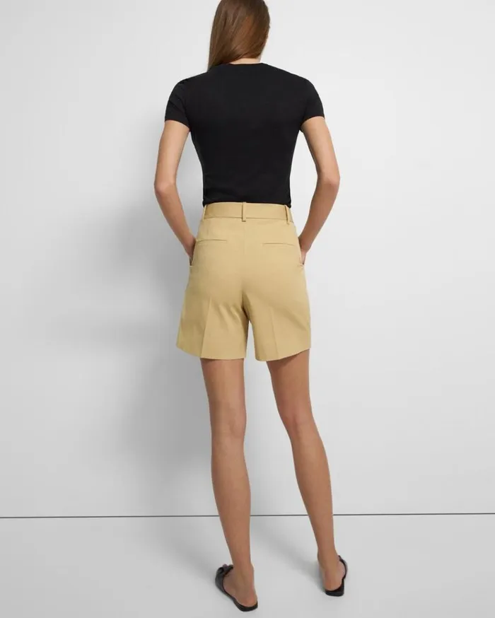 Theory Pleated Short In Stretch Cotton Twill Tuscan Women Pants Theory Pleated Short In Stretch Cotton Twill Tuscan Women Pants