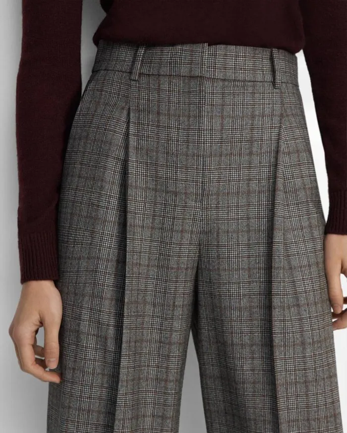Theory Pleated WideLeg Pant In Wool Flannel Multi Women Pants Theory Pleated WideLeg Pant In Wool Flannel Multi Women Pants