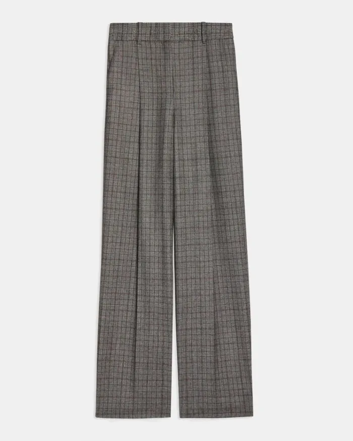 Theory Pleated WideLeg Pant In Wool Flannel Multi Women Pants Theory Pleated WideLeg Pant In Wool Flannel Multi Women Pants
