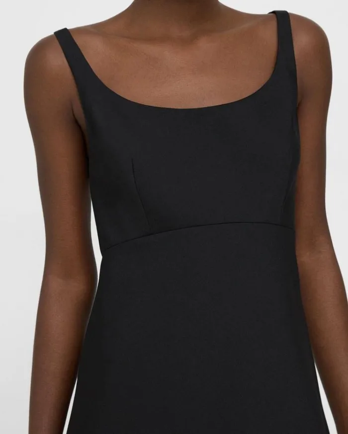 Theory Portrait Neck Dress In Textured Gabardine Black Women Dresses Theory Portrait Neck Dress In Textured Gabardine Black Women Dresses