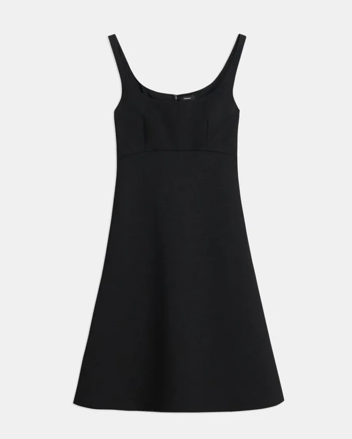 Theory Portrait Neck Dress In Textured Gabardine Black Women Dresses Theory Portrait Neck Dress In Textured Gabardine Black Women Dresses