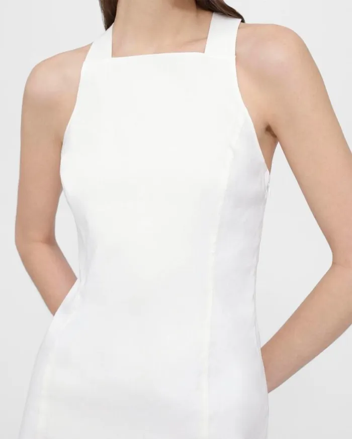 Theory Racerback Dress In Good Linen White Women Dresses