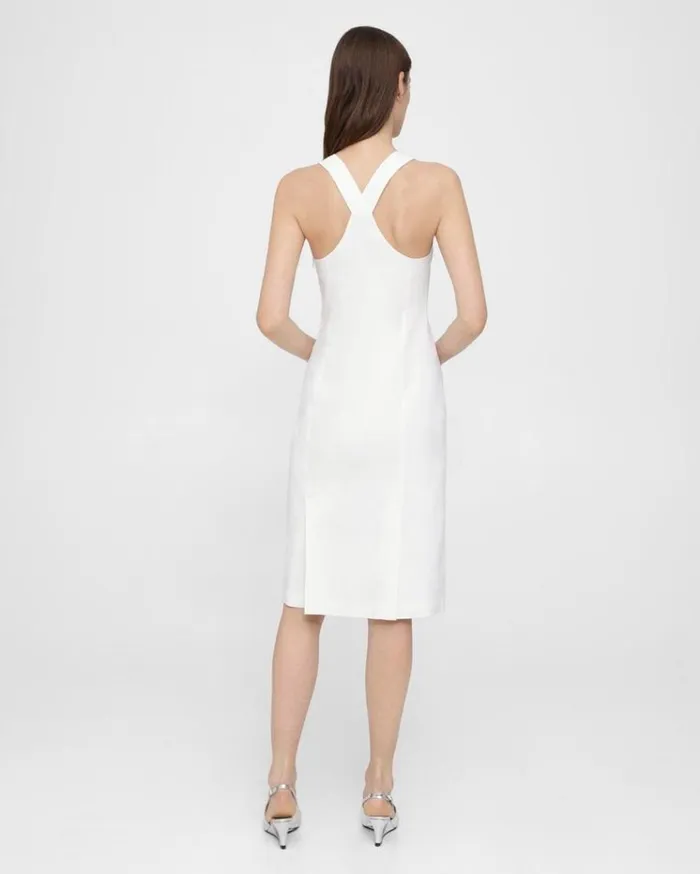 Theory Racerback Dress In Good Linen White Women Dresses