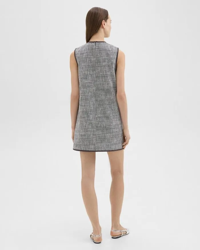 Theory Relaxed Sleeveless Dress In Canvas Tweed Coffeebrown Women Dresses Theory Relaxed Sleeveless Dress In Canvas Tweed Coffeebrown Women Dresses