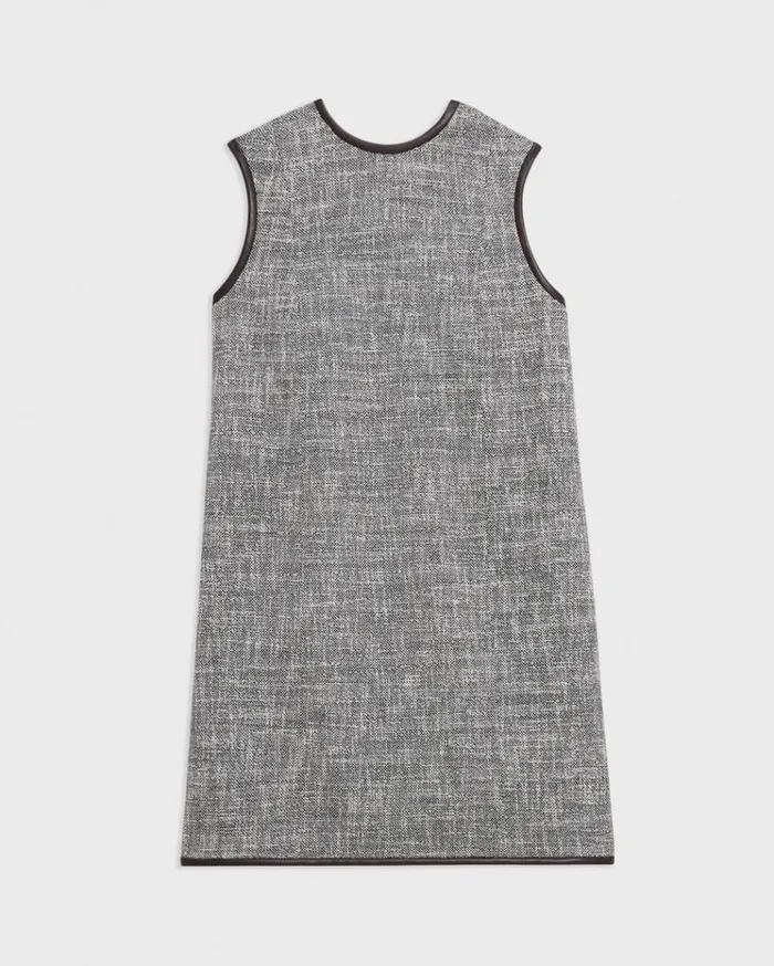 Theory Relaxed Sleeveless Dress In Canvas Tweed Coffeebrown Women Dresses Theory Relaxed Sleeveless Dress In Canvas Tweed Coffeebrown Women Dresses