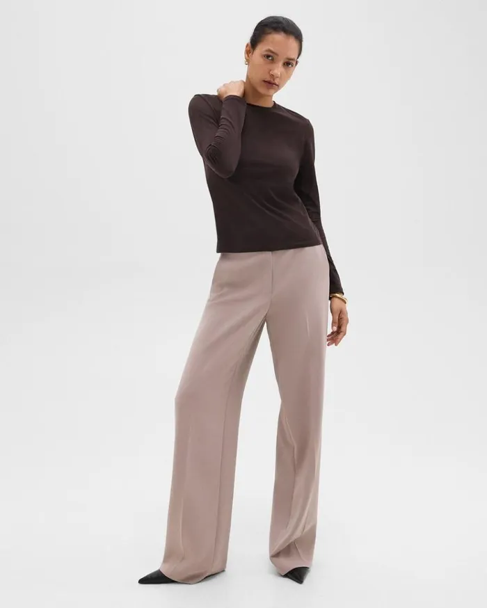 Theory Relaxed Straight Pant In Admiral Crepe Cinder Women Pants