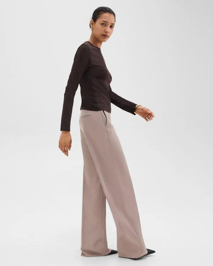Theory Relaxed Straight Pant In Admiral Crepe Cinder Women Pants