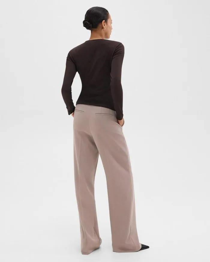 Theory Relaxed Straight Pant In Admiral Crepe Cinder Women Pants