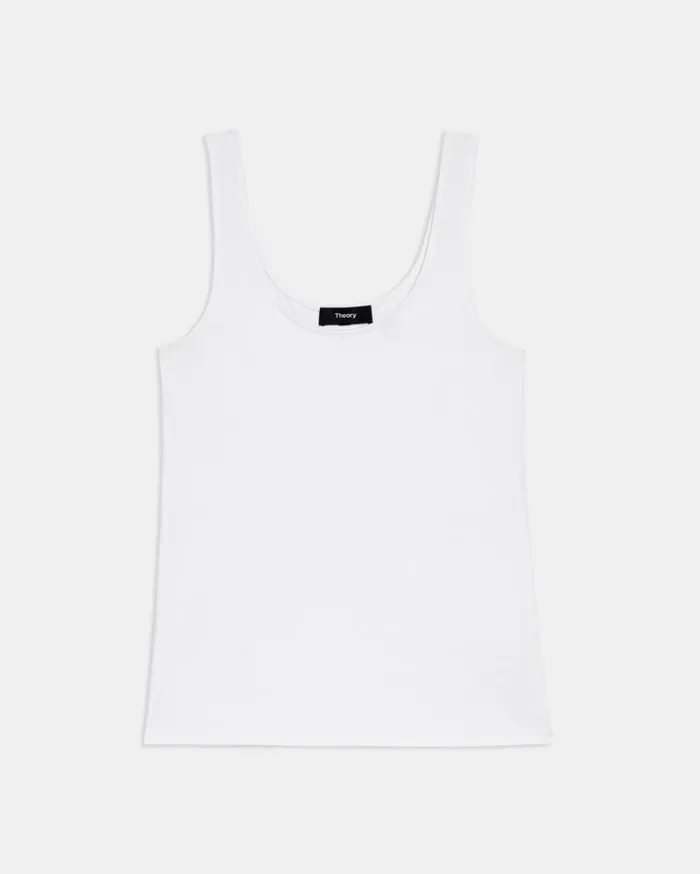 Theory Scoop Neck Tank In Stretch Cotton White Women TShirts Tank Tops Theory Scoop Neck Tank In Stretch Cotton White Women TShirts Tank Tops
