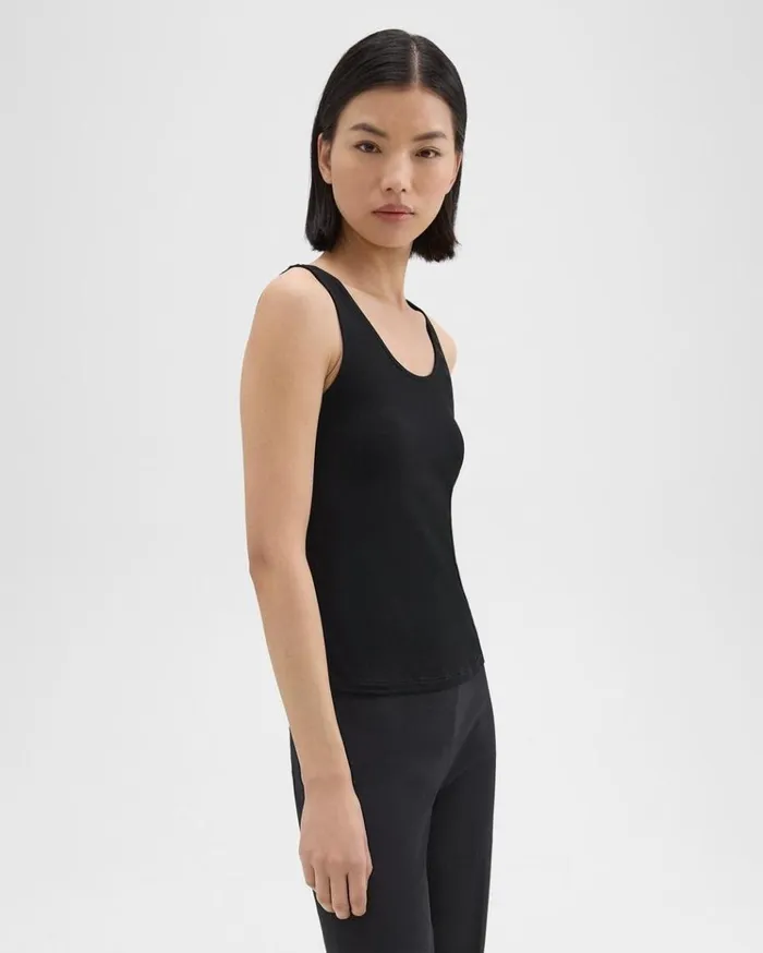 Theory Scoop Neck Tank Top In Rib Knit Viscose Black Women TShirts Tank Tops Theory Scoop Neck Tank Top In Rib Knit Viscose Black Women TShirts Tank Tops
