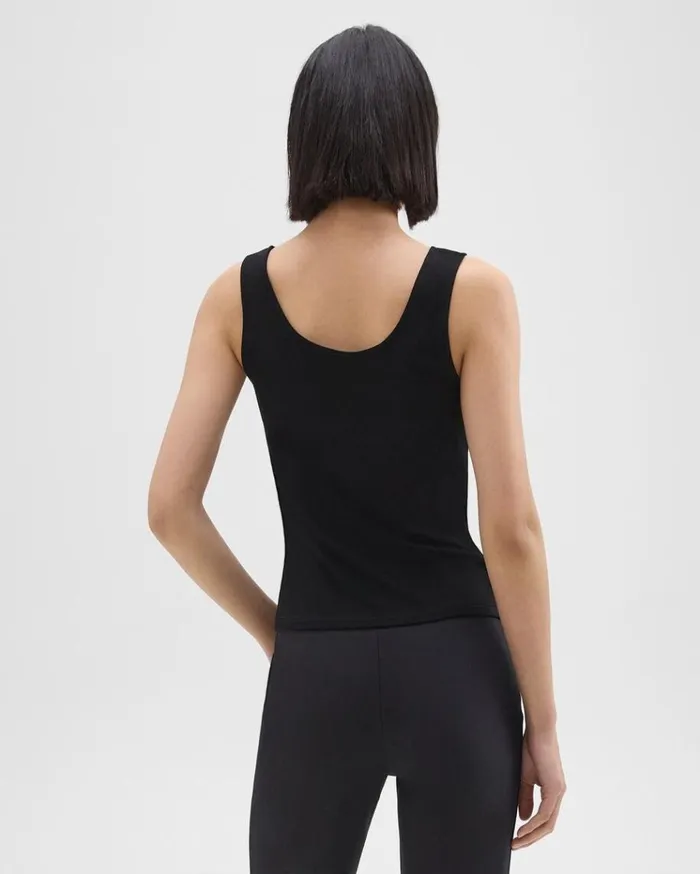 Theory Scoop Neck Tank Top In Rib Knit Viscose Black Women TShirts Tank Tops Theory Scoop Neck Tank Top In Rib Knit Viscose Black Women TShirts Tank Tops