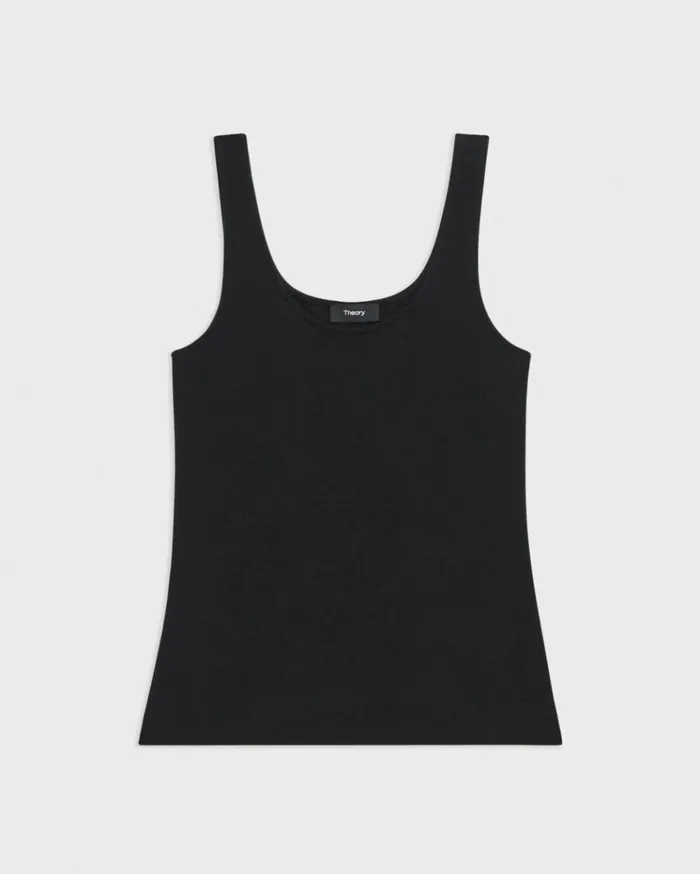 Theory Scoop Neck Tank Top In Rib Knit Viscose Black Women TShirts Tank Tops Theory Scoop Neck Tank Top In Rib Knit Viscose Black Women TShirts Tank Tops