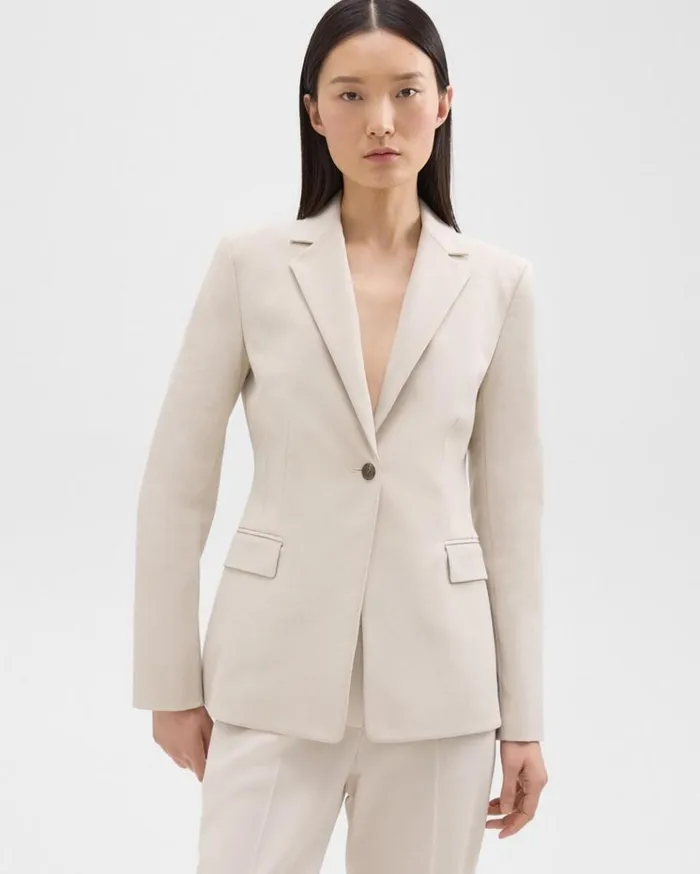 Theory Sculpted Blazer In Stretch CottonBlend New Sand Women Suits