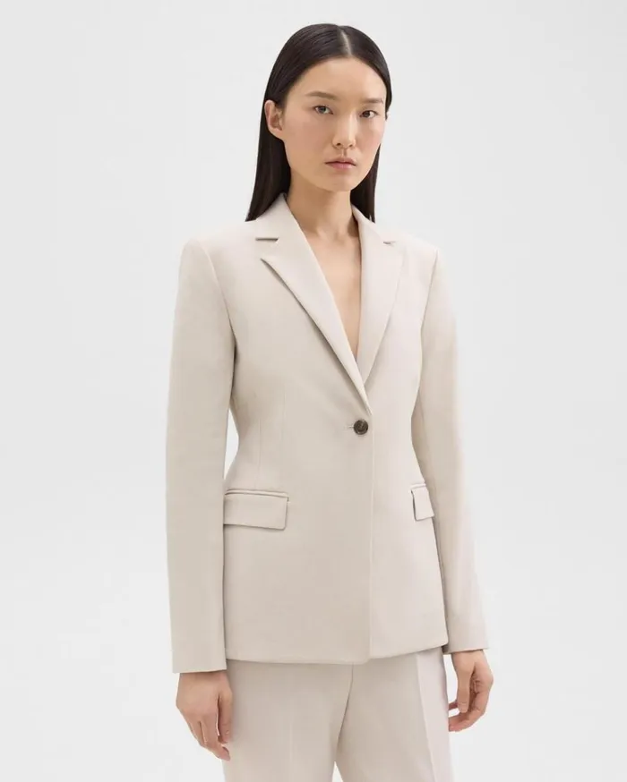 Theory Sculpted Blazer In Stretch CottonBlend New Sand Women Suits Theory Sculpted Blazer In Stretch CottonBlend New Sand Women Suits