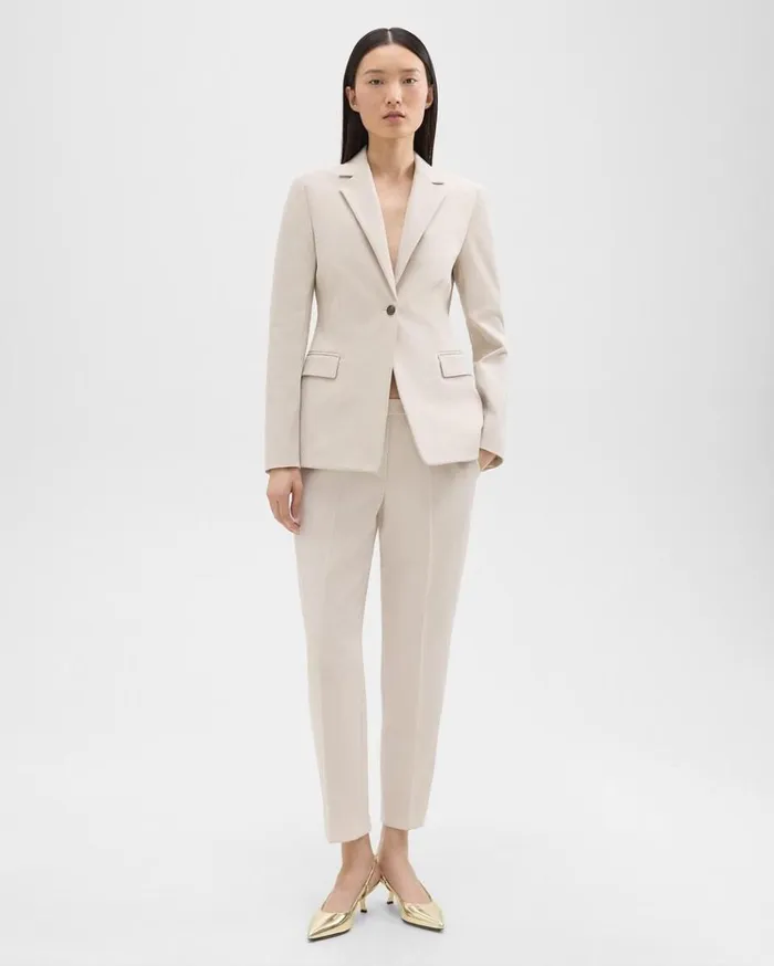 Theory Sculpted Blazer In Stretch CottonBlend New Sand Women Suits Theory Sculpted Blazer In Stretch CottonBlend New Sand Women Suits
