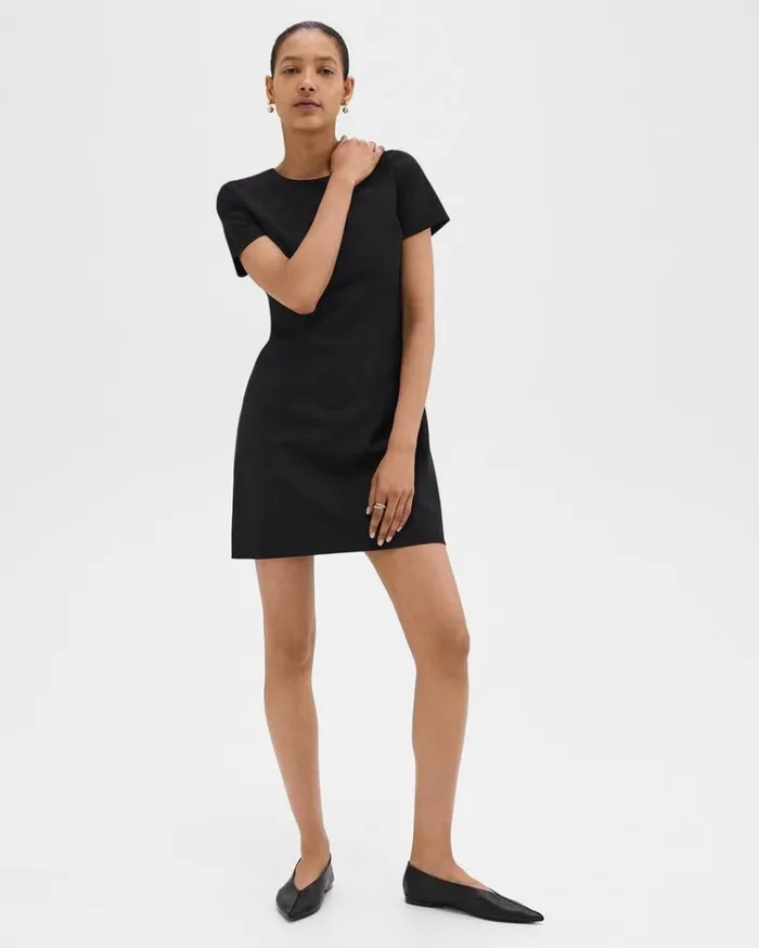 Theory Sheath Dress In Good Wool Black Women Dresses