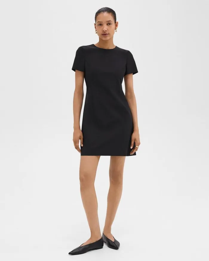 Theory Sheath Dress In Good Wool Black Women Dresses