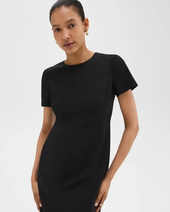 Theory Sheath Dress In Good Wool Black Women Dresses