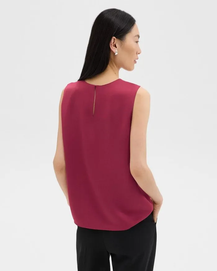 Theory Shell Top In Silk Georgette Deep Rose Women Tops