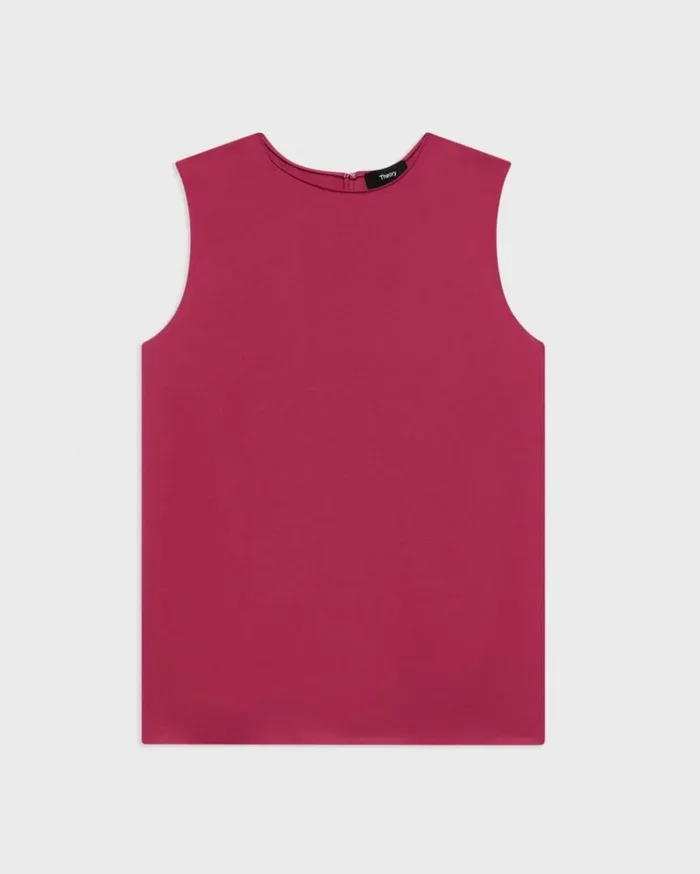 Theory Shell Top In Silk Georgette Deep Rose Women Tops