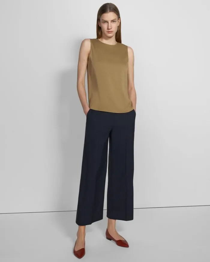 Theory Shell Top In Stretch Silk New Camel Women Tops Theory Shell Top In Stretch Silk New Camel Women Tops