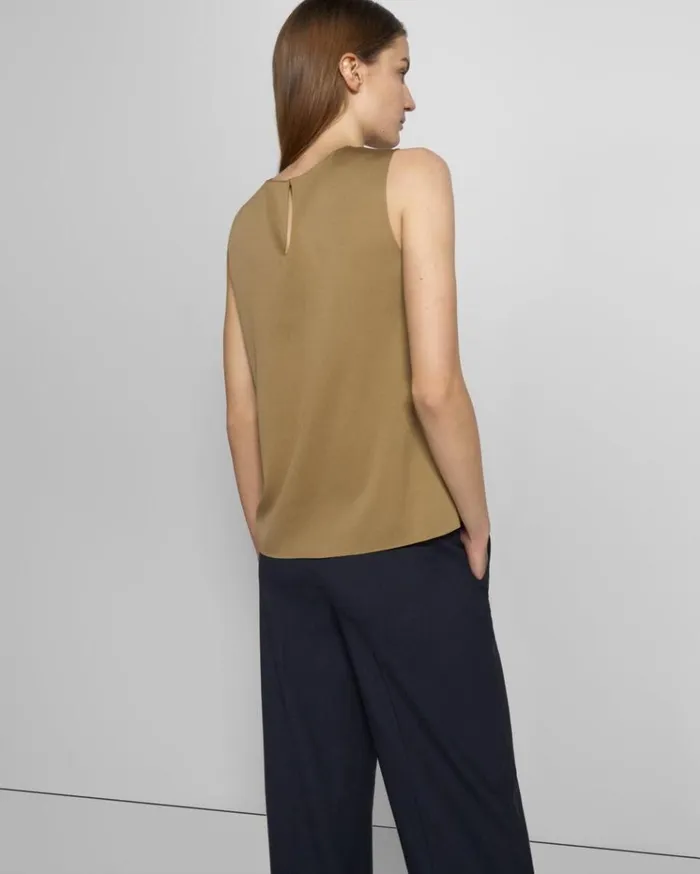 Theory Shell Top In Stretch Silk New Camel Women Tops Theory Shell Top In Stretch Silk New Camel Women Tops