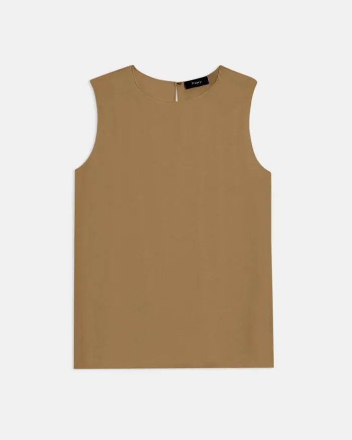 Theory Shell Top In Stretch Silk New Camel Women Tops Theory Shell Top In Stretch Silk New Camel Women Tops